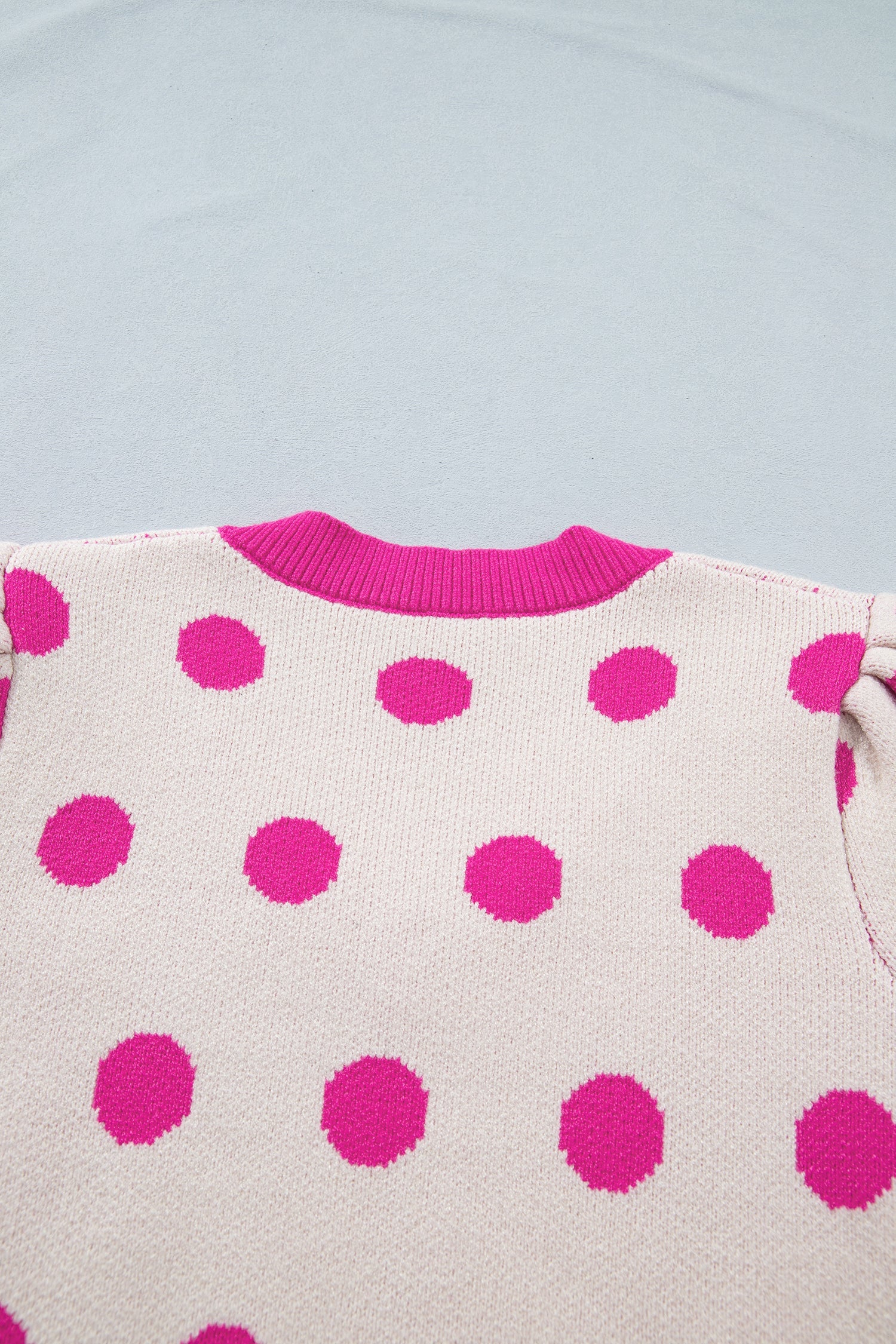 Alexia Puff Short Sleeve Sweater - Polka Dot V-Neck Knit Top