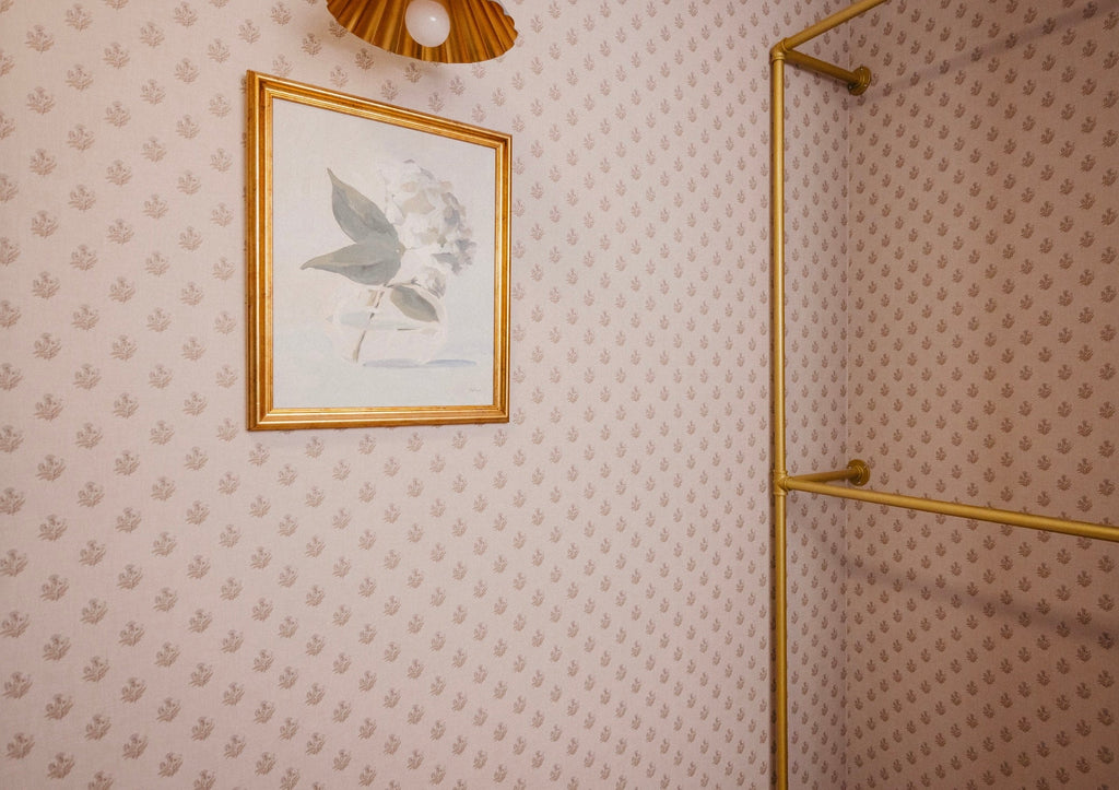 Mulberry Court Floral Removable Wallpaper in Beige and Brown