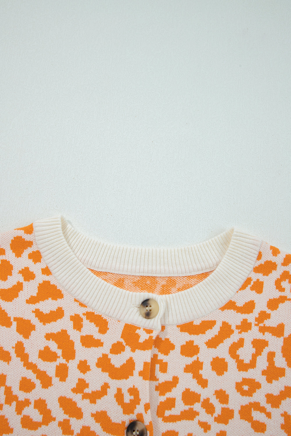 Leopard Drop Shoulder Chunky Cardigan Sweater