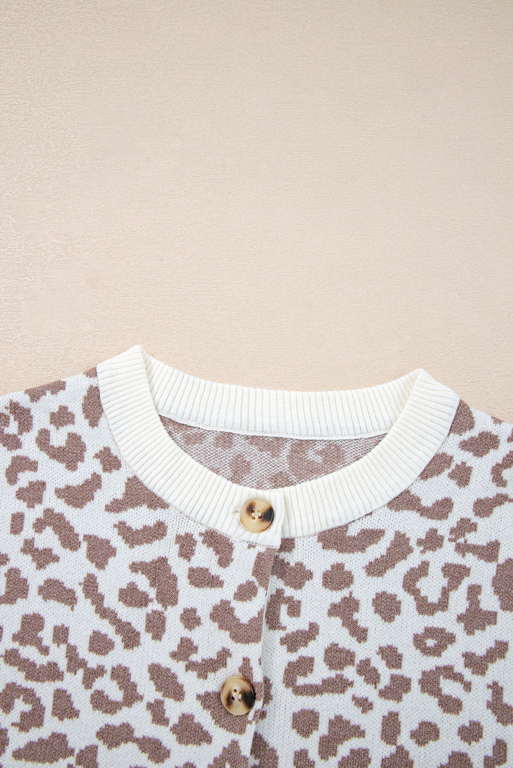 Leopard Drop Shoulder Chunky Cardigan Sweater