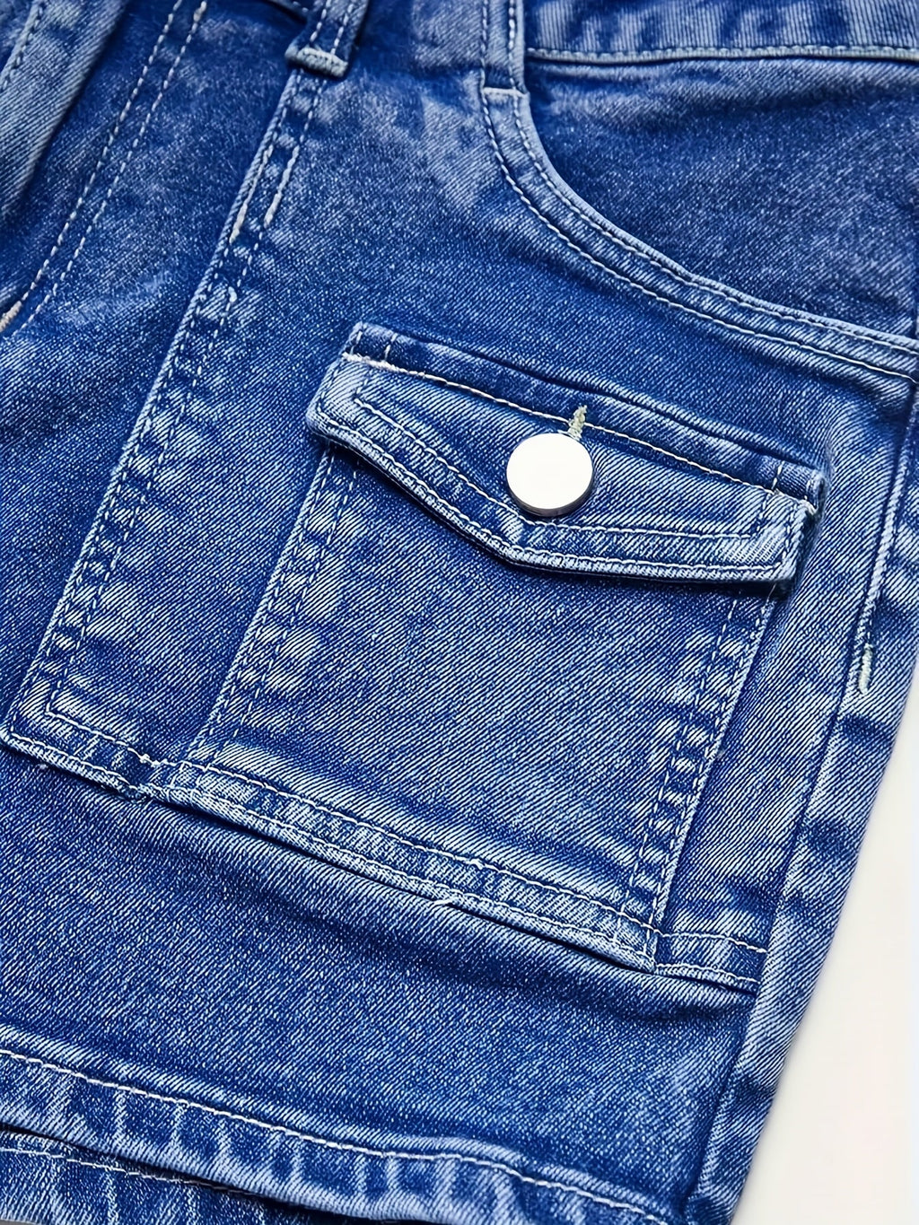 Retro Stretch Denim Work Shorts Stylish Pocketed Comfortable