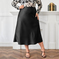 High Waist Satin A-Line Skirt Elegant Commuter Midi