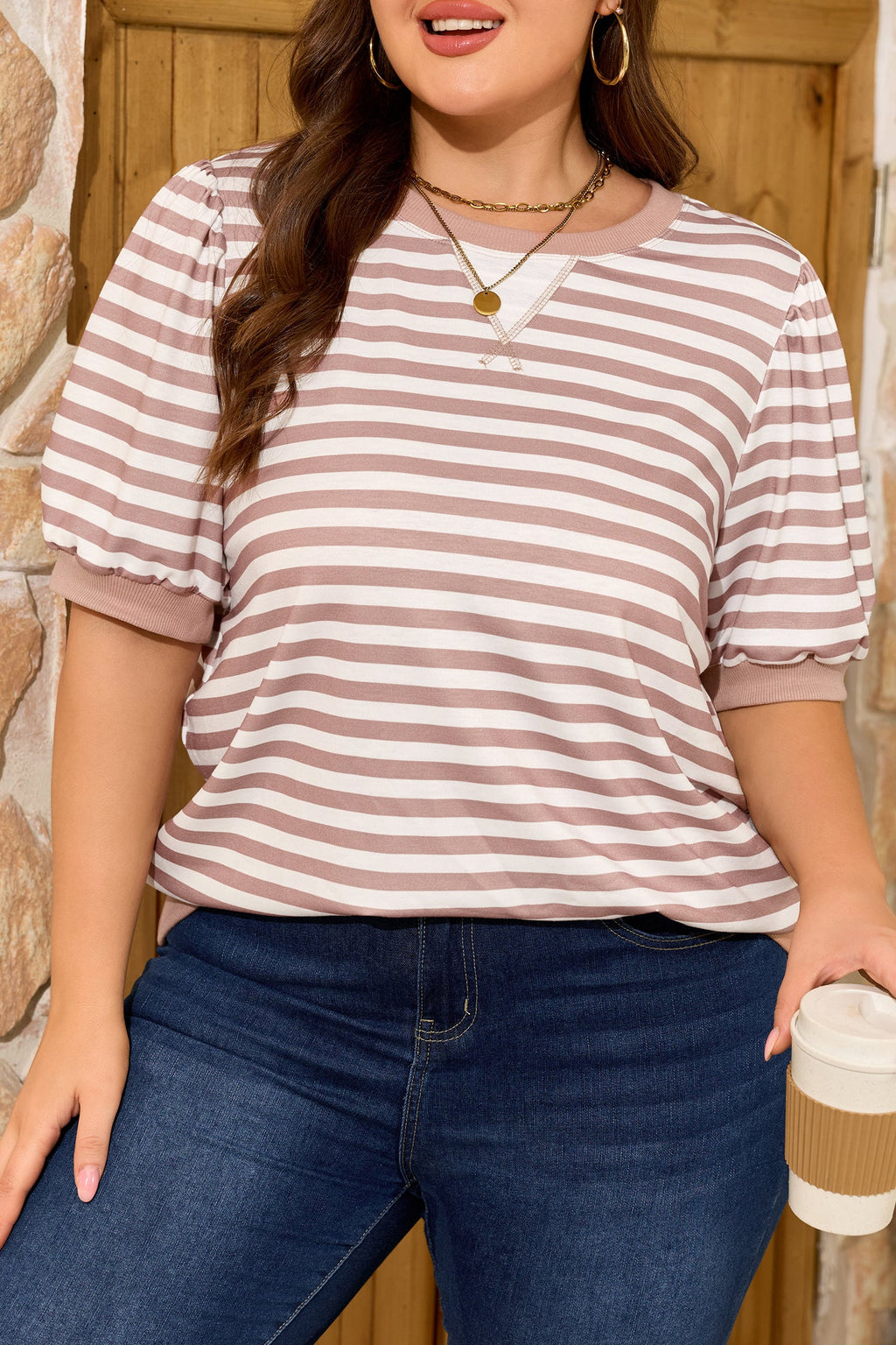 Zelda Striped T-Shirt with Bubble Sleeves