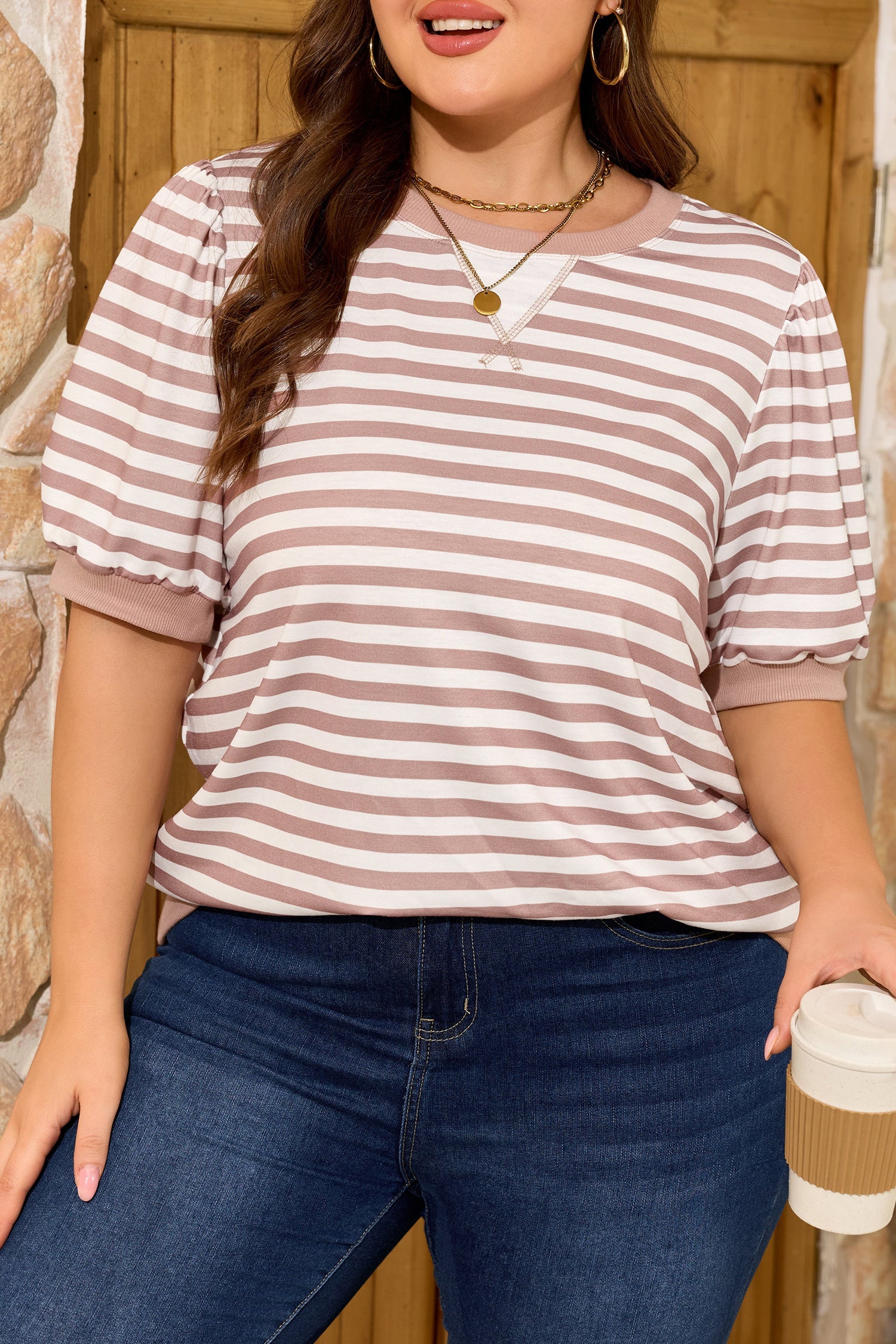 Zelda Striped T-Shirt with Bubble Sleeves