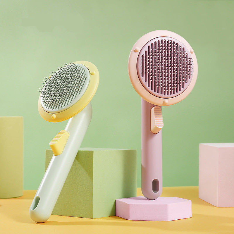 Modern Minimalist Self-Cleaning Pet Grooming Brush - 8-Inch Comb