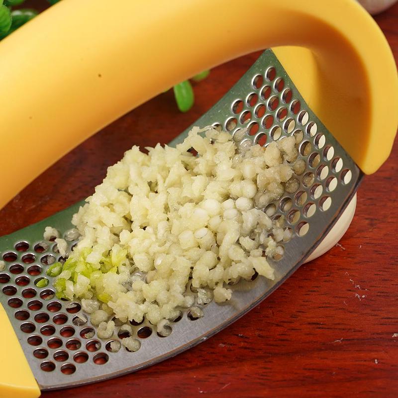 Stainless Steel Garlic Press - Ergonomic Manual Masher Tool