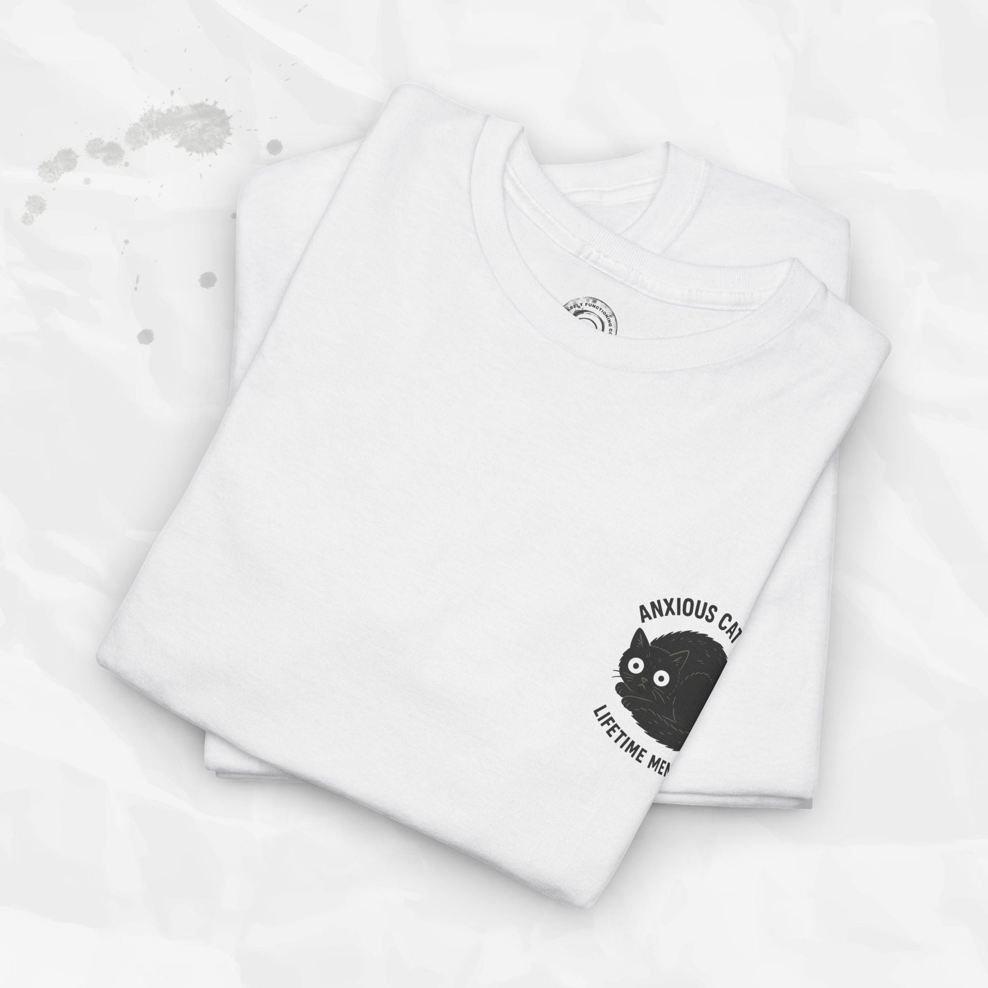 Anxious Cat Club – T-Shirt (Pocket Print)