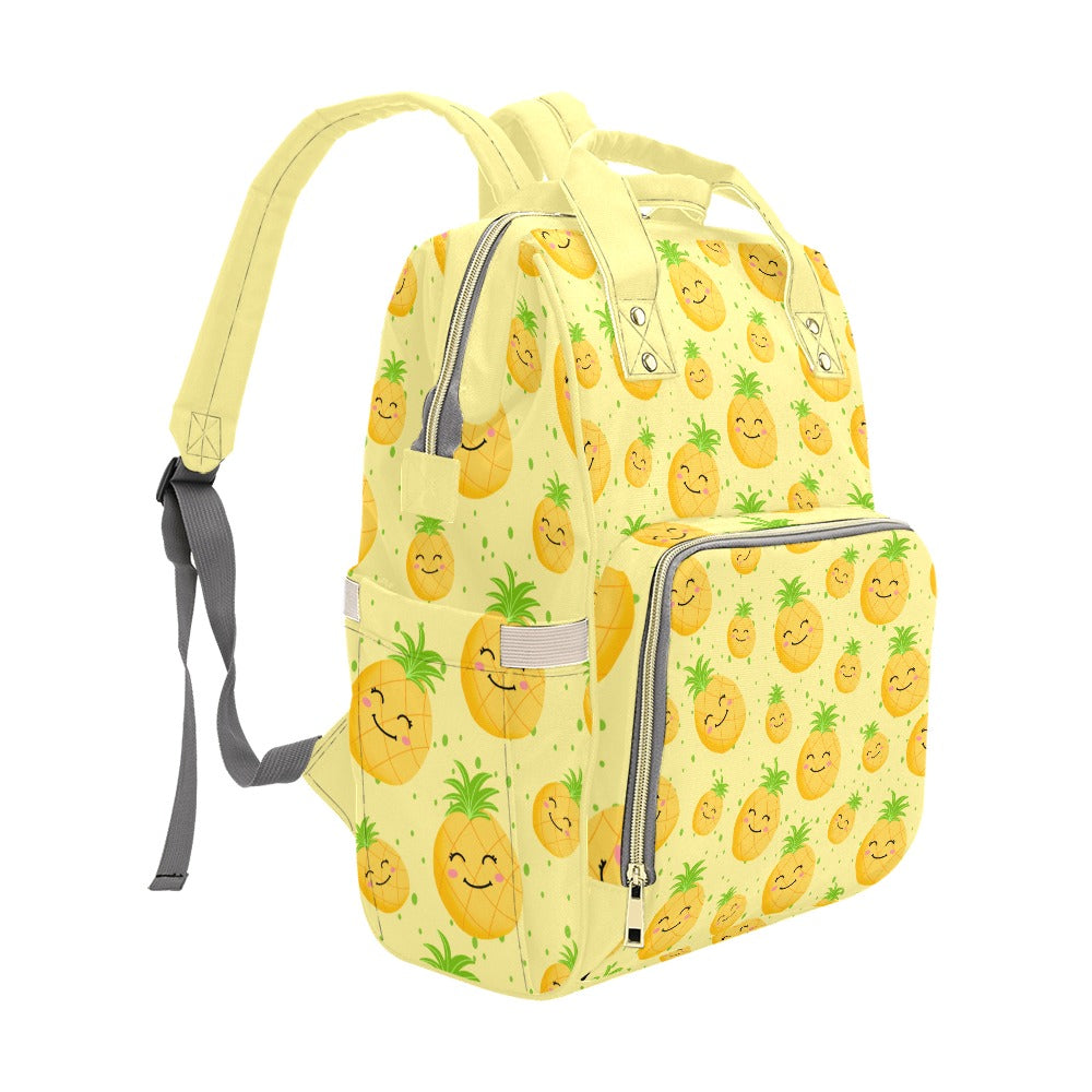 Yellow Smiling Pineapple Multi-Function Waterproof Nylon Backpack