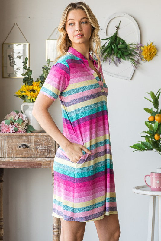 Striped Short Sleeve Mini Tee Dress Casual Summer Essential