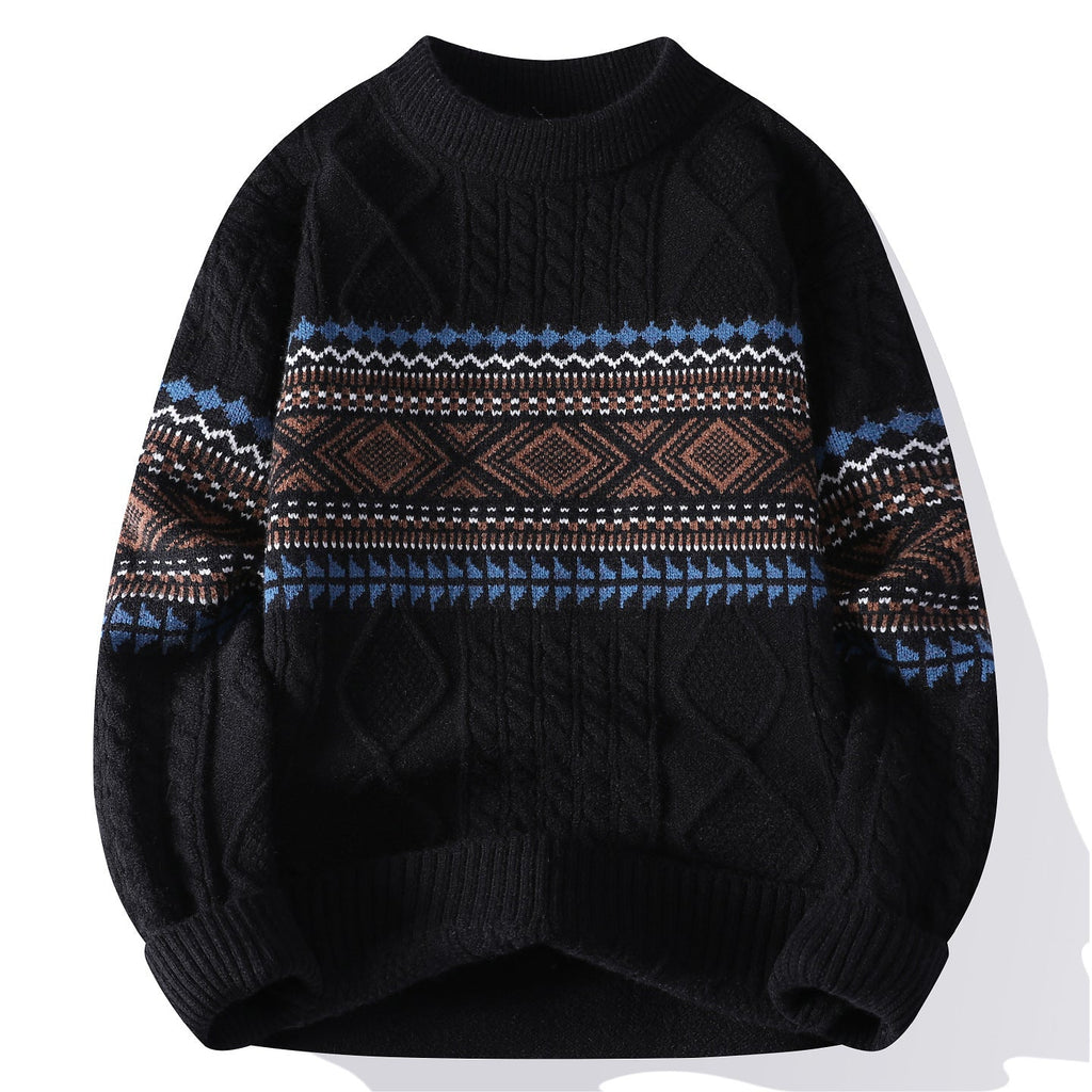 Men's Classic Geometric Mock Neck Sweater