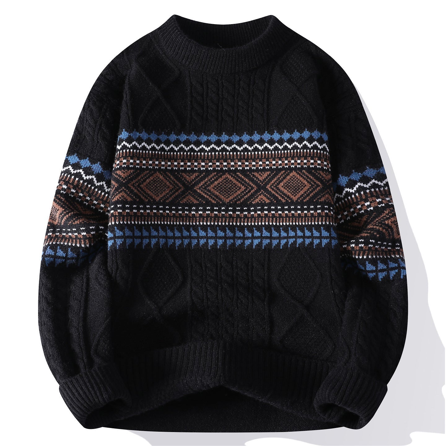 Men's Classic Geometric Mock Neck Sweater