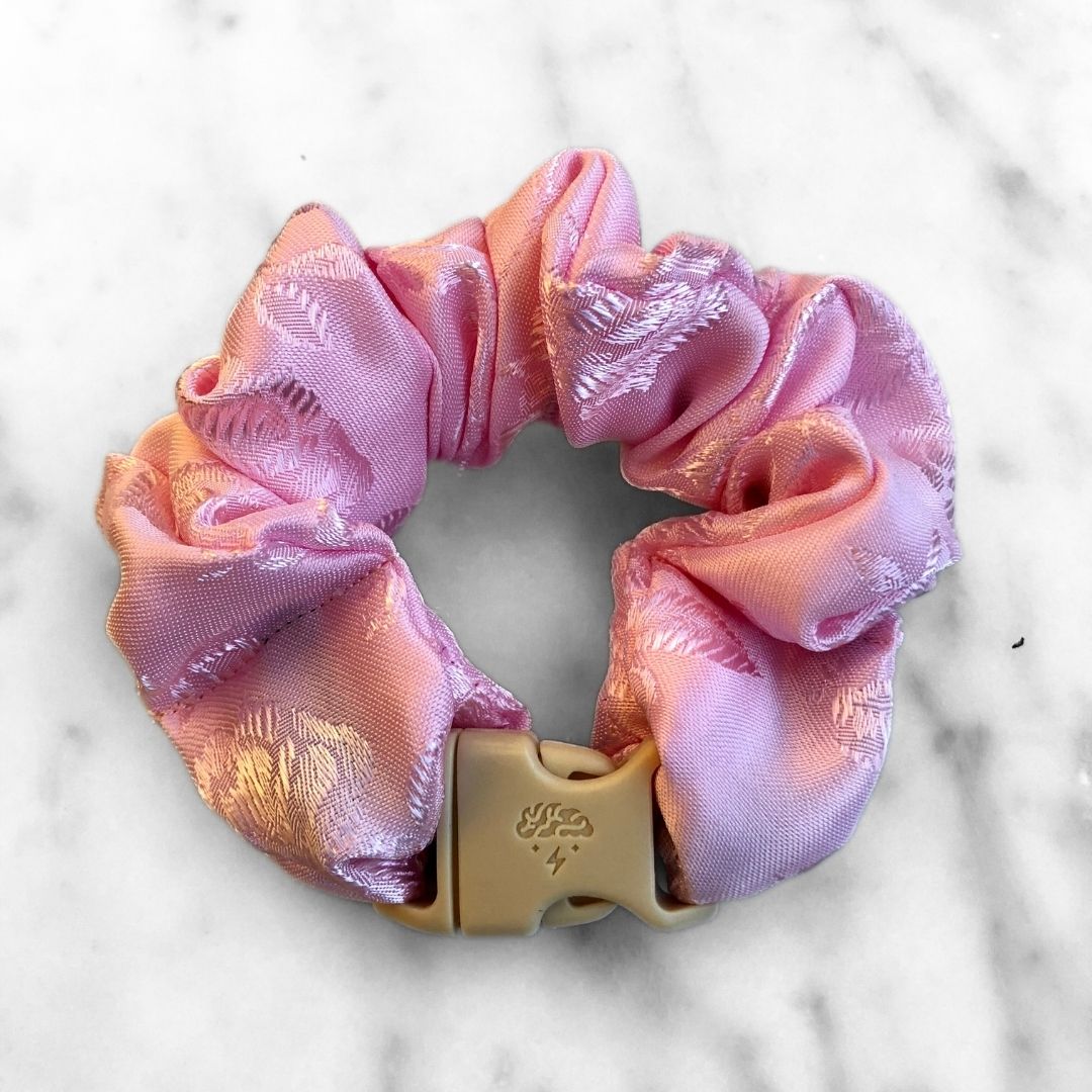 Empress Pink Floral Buckle Scrunchie for Lunar New Year