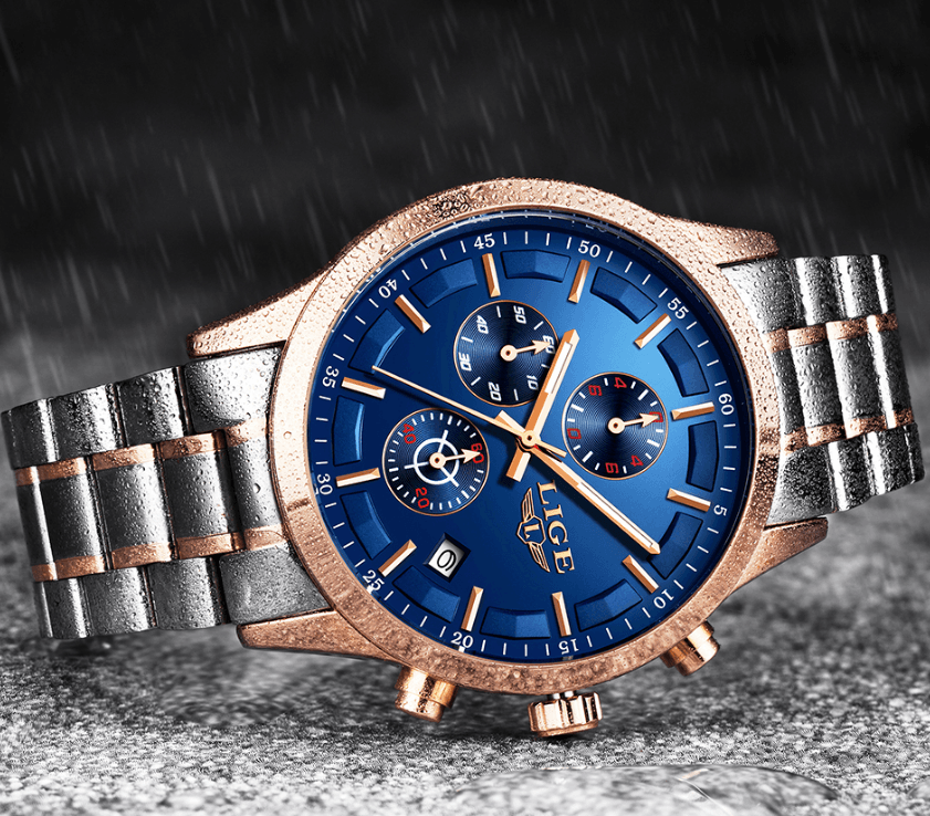Men's Waterproof Chronograph Watch with Date Display & Luxury Dial