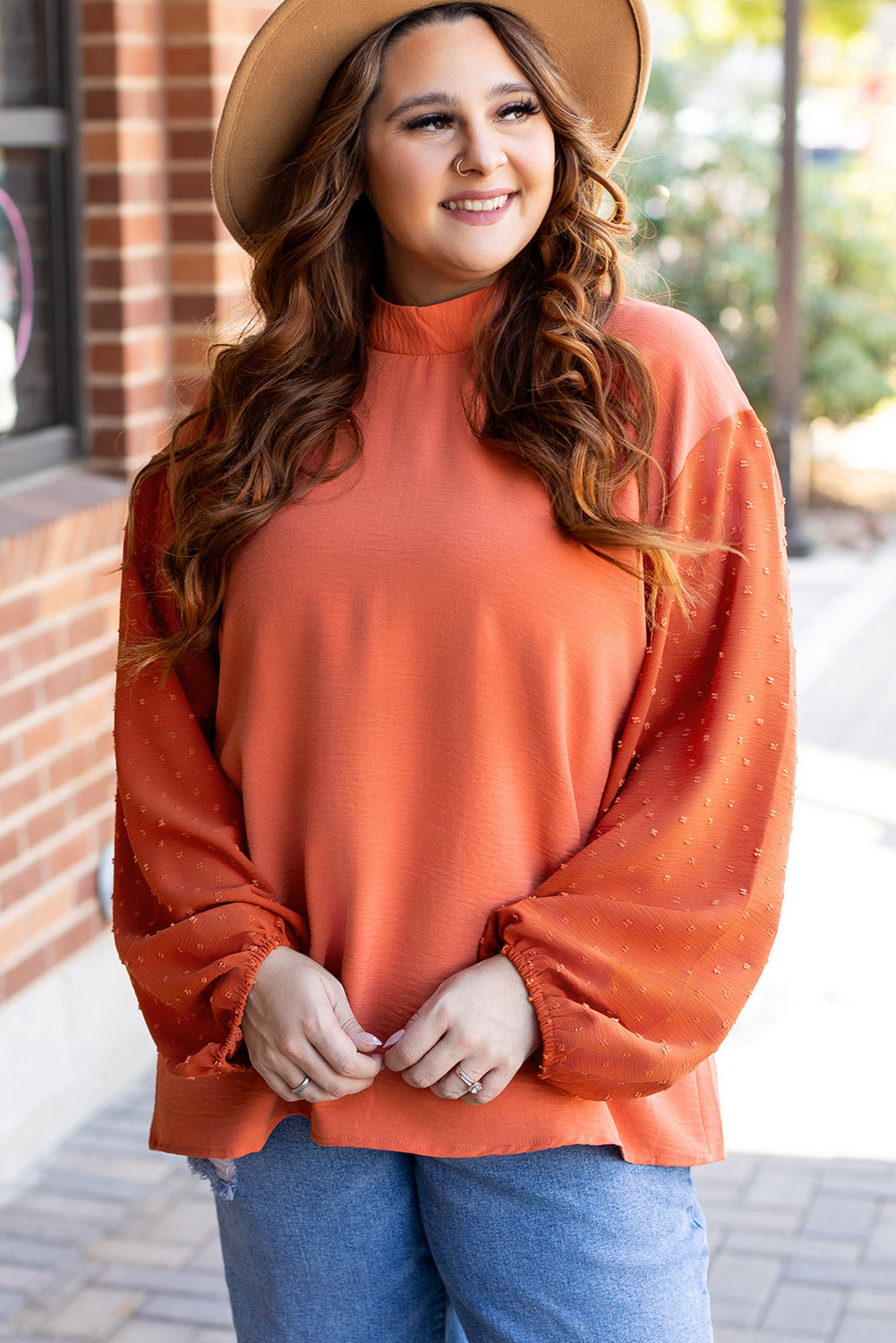 June Swiss Dot Balloon Sleeve Loose Blouse