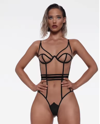 Backless Mesh Splicing Sleeveless Jumpsuit