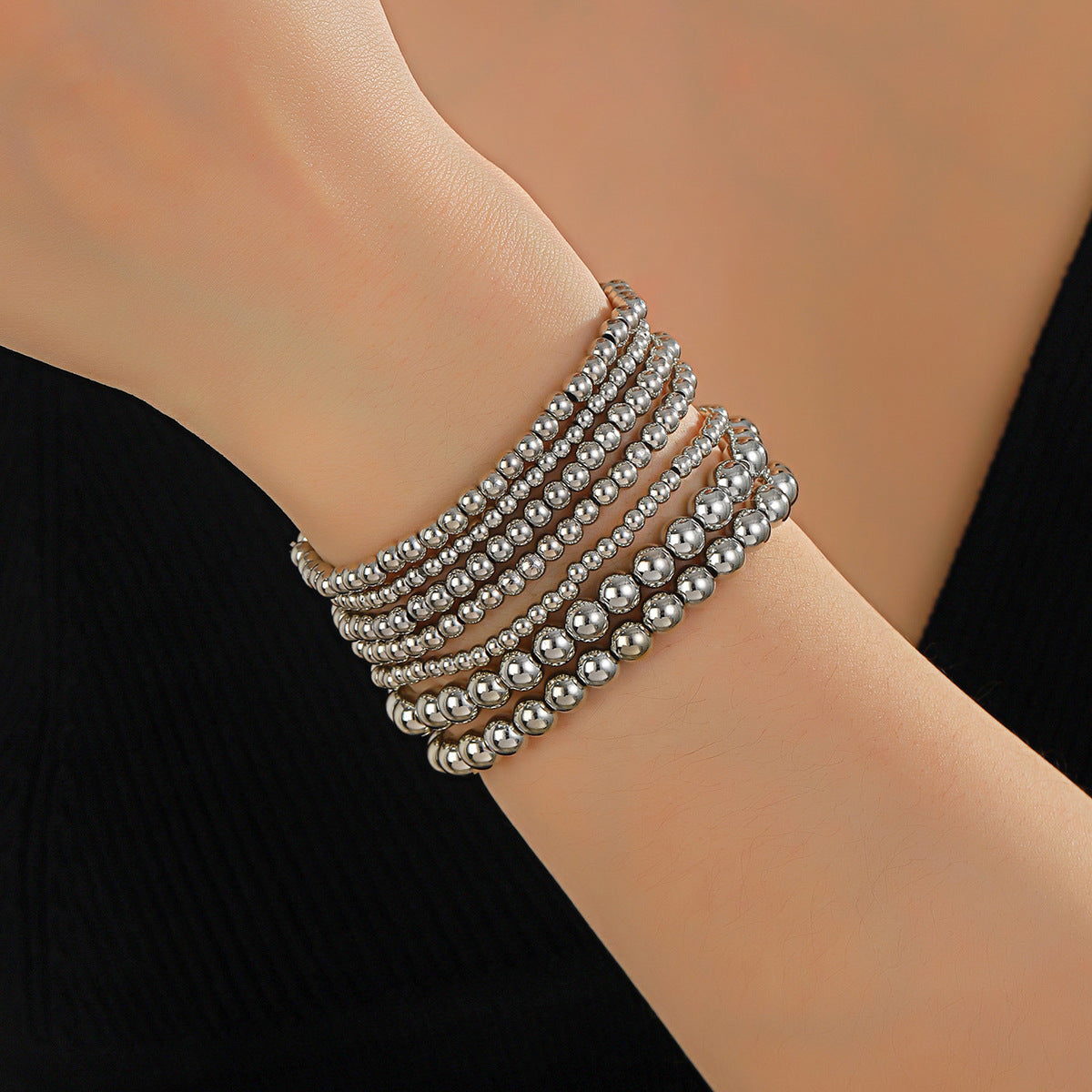 Minimalist Silver Heart Pendant Chain Bracelet for Women