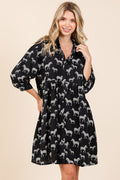 Zebra Print Button Down Shirt Mini Dress