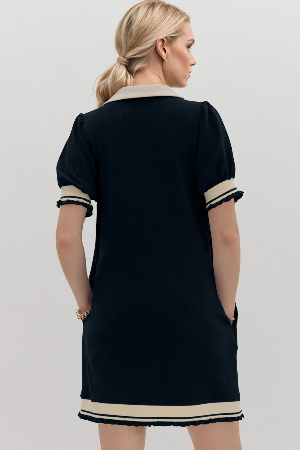 Contrast Short Sleeve Mini Dress for Women