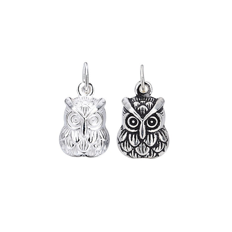 Sterling Silver Owl Pendant Necklace - Hand-Finished 925 Silver
