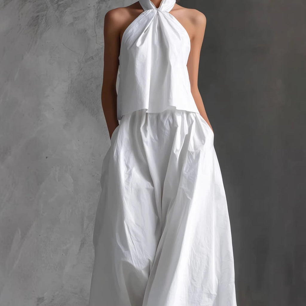 Women's Halter Neck Top and Wide Leg Pants Two Piece Set - Image 3