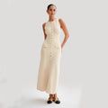 Minimalist Sleeveless Knitted Slim Fit Round Neck Midi Dress