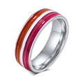 Stainless Steel Rainbow Flag Couple Ring