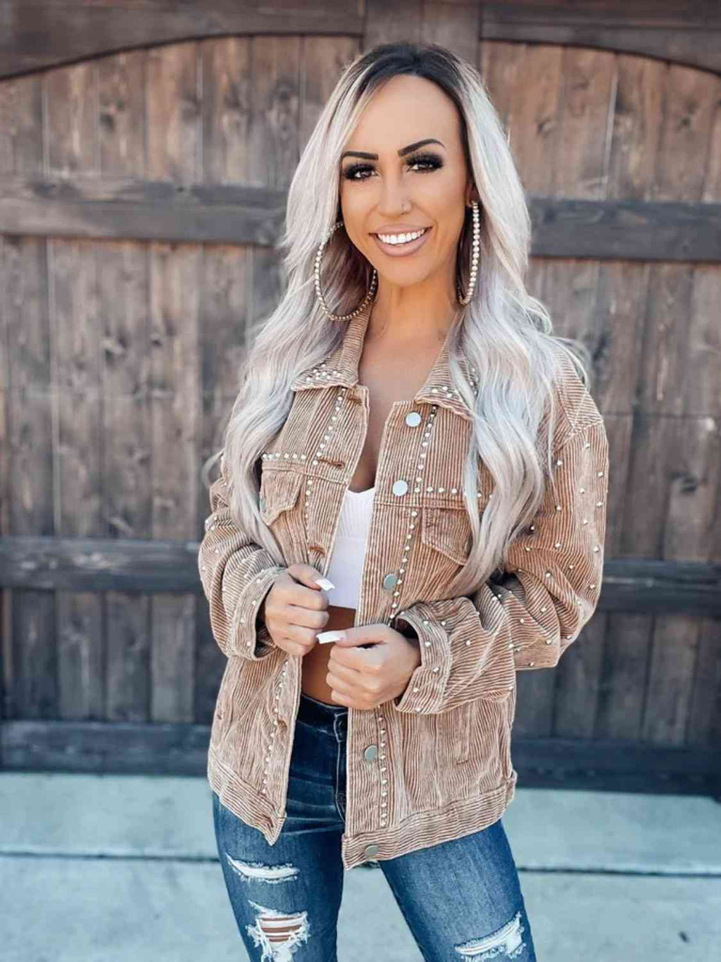 Women’s Collared Button-Down Jacket Casual Everyday Elegant Outerwear