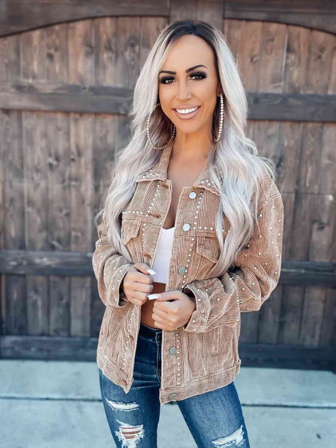 Women’s Collared Button-Down Jacket Casual Everyday Elegant Outerwear