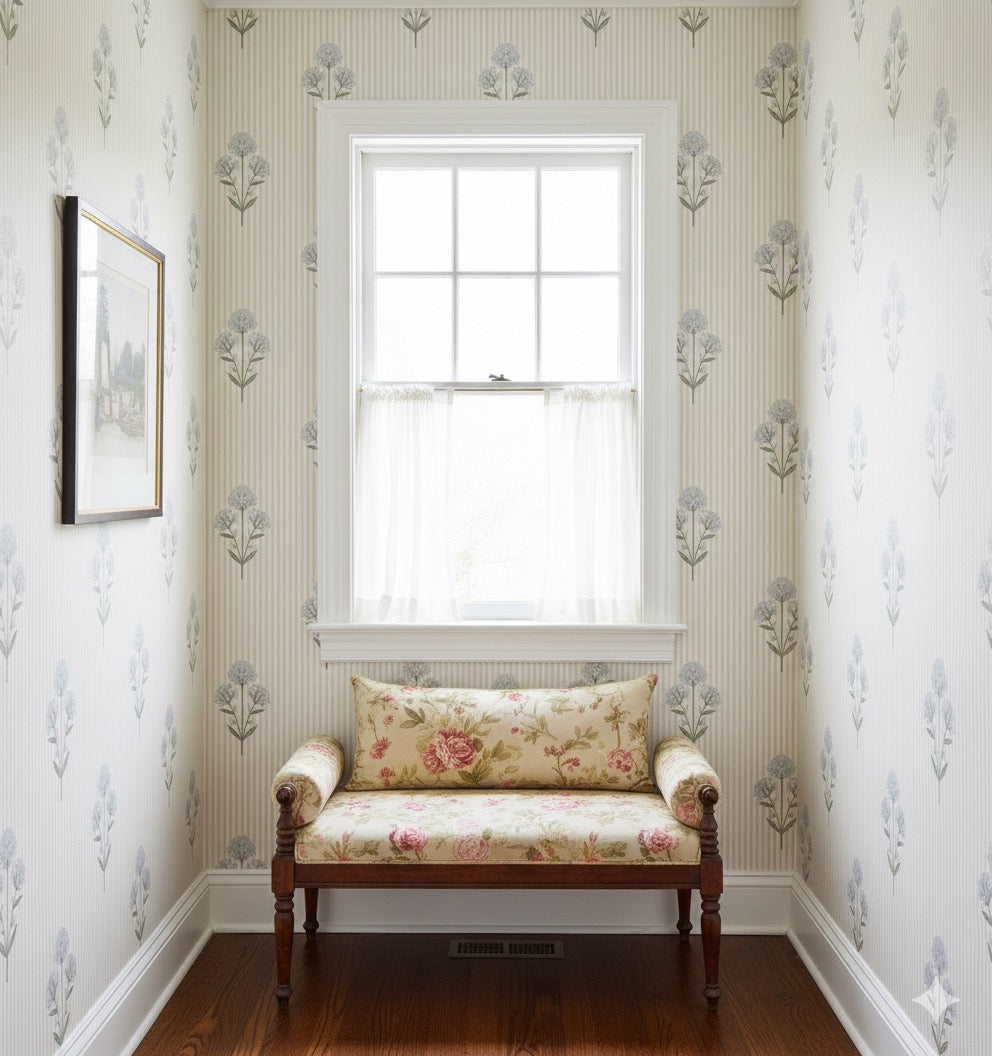 Susannah Floral Peel and Stick Wallpaper in Cream, Pink, and Sage
