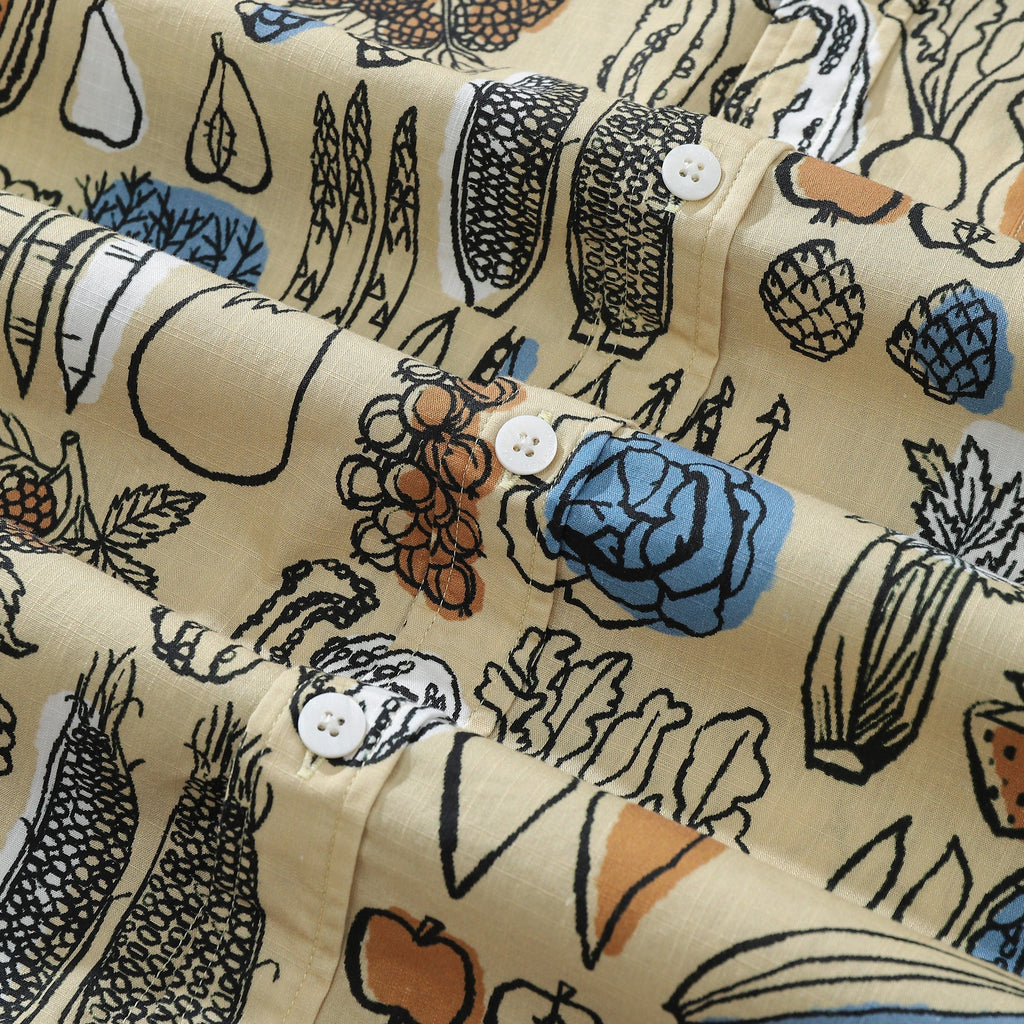 1980s Vintage Vegetable and Fruit Print Hawaiian Shirt