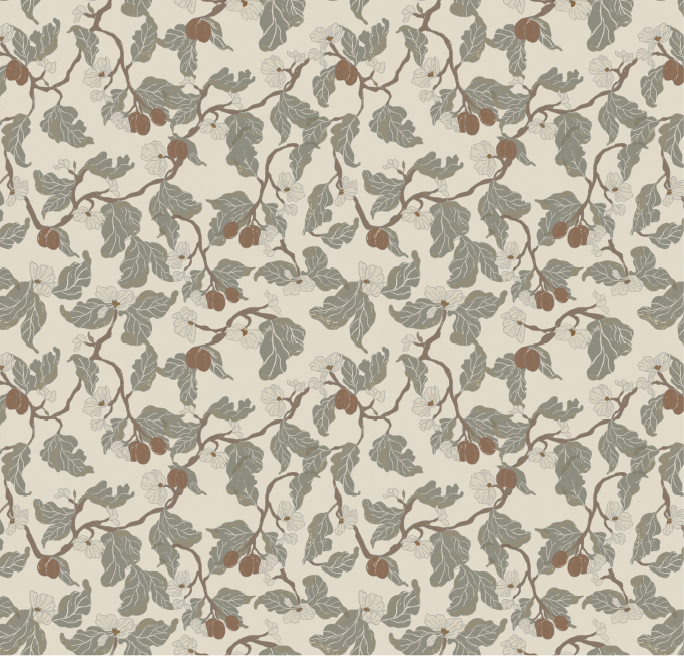 Rhodes Floral Wallpaper, Sage-Green and Brown Traditional Cottagecore