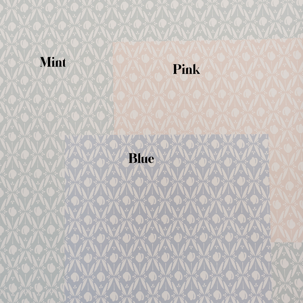 Elowen Floral Removable Wallpaper in Blue, White, Pink & Mint