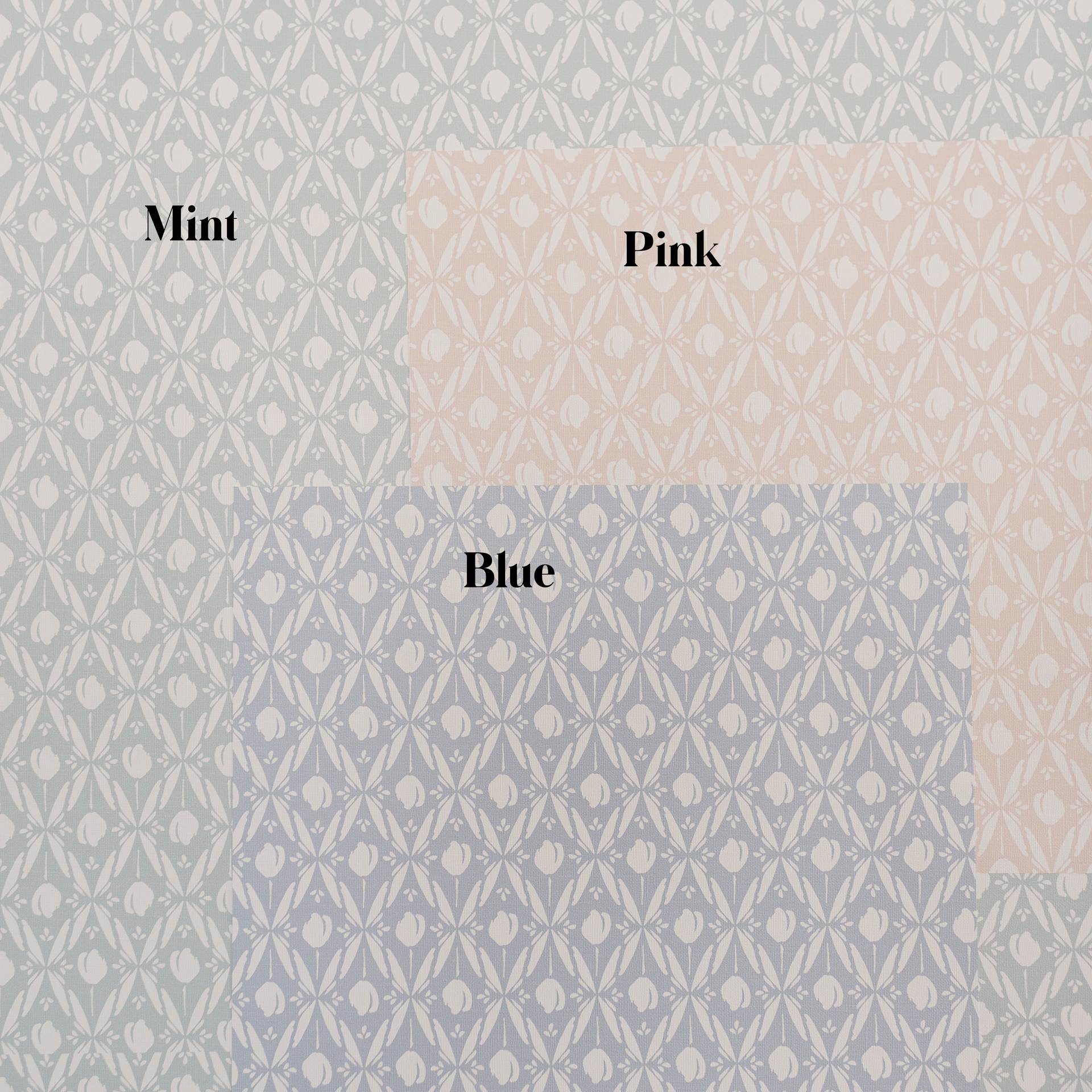 Elowen Floral Removable Wallpaper in Blue, White, Pink & Mint