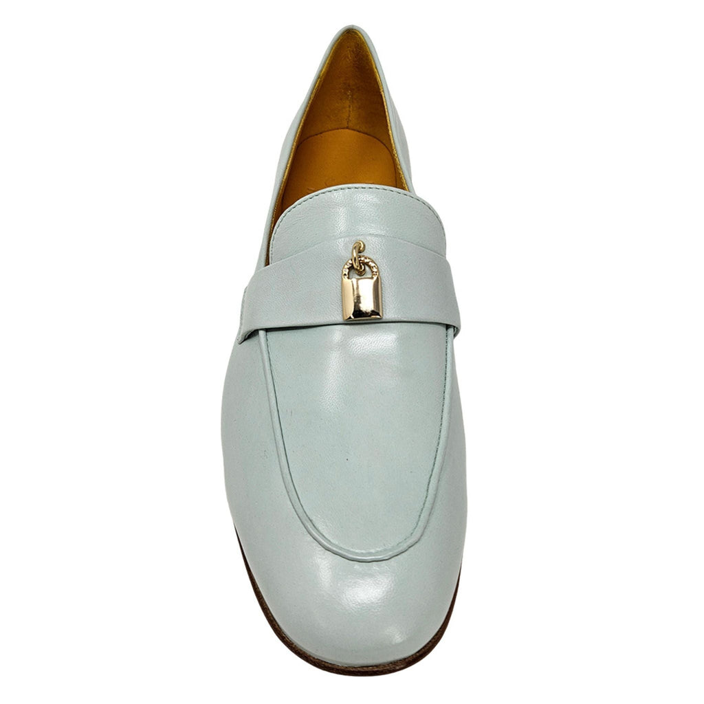 Seafoam Leather Lock Flat Loafer