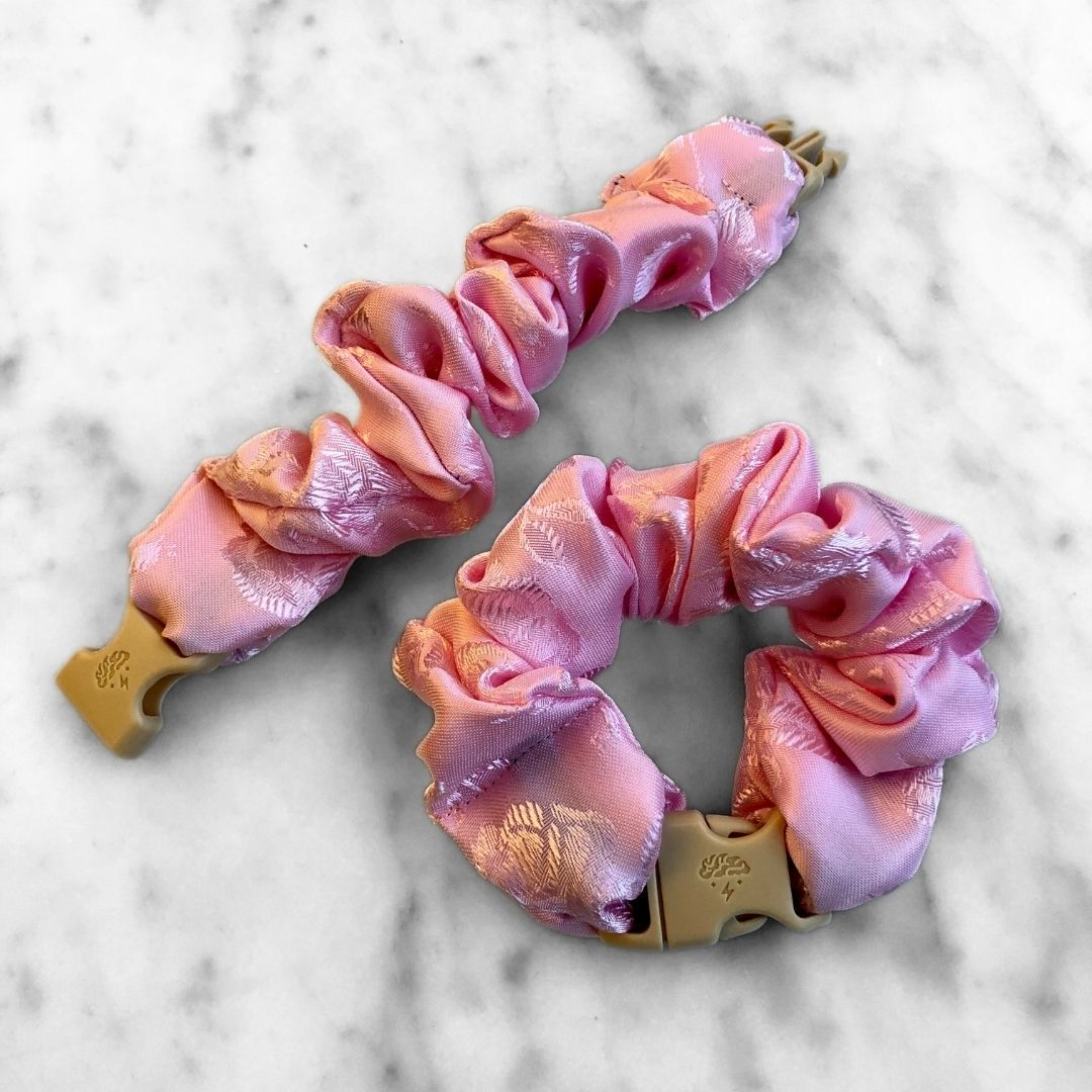 Empress Pink Floral Buckle Scrunchie for Lunar New Year