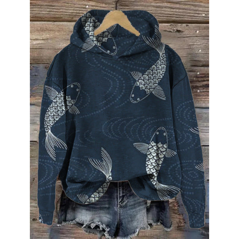 Women Printed Hooded Long Sleeve Graphic Pullover Sweatshirt - Image 4