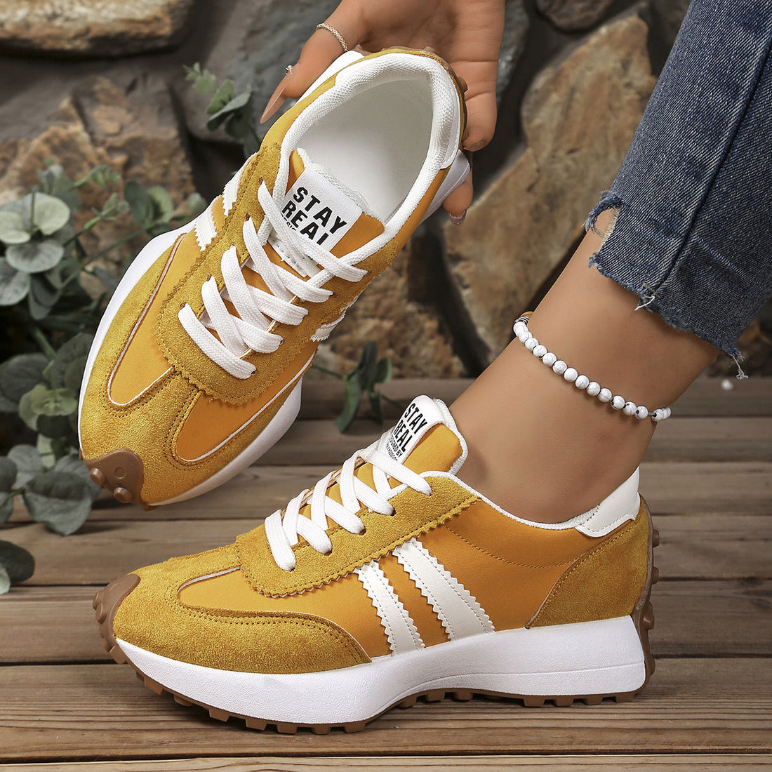 Women's Chunky Platform Sneakers Lace Up Fashion Casual Shoes - Image 8