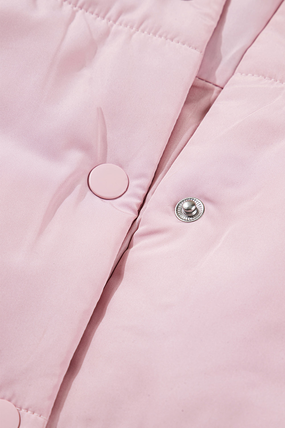 Women's Pink Solid Flutter Sleeve Puffer Vest with Snap Buttons
