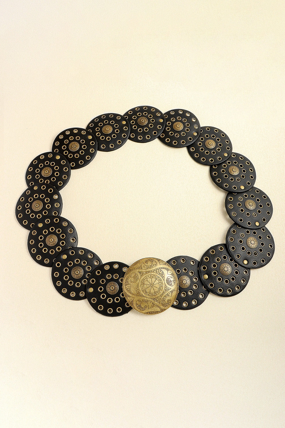 Vintage PU Leather Wide Belt for Women | Black & Silver