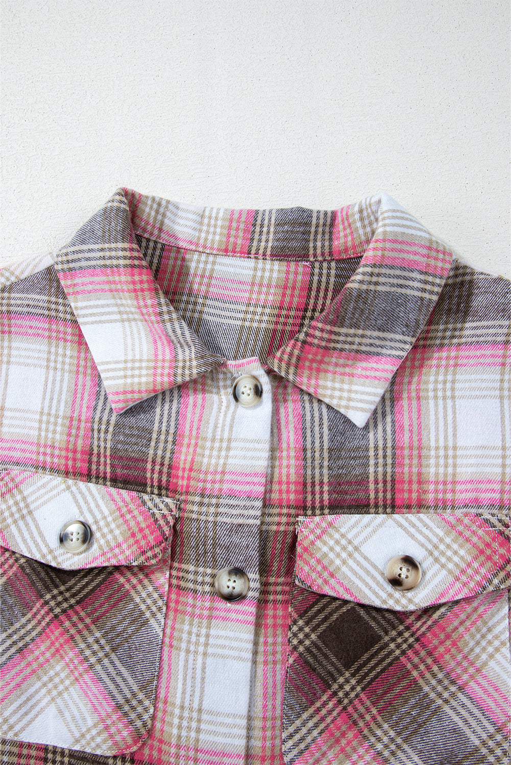 Plaid Flap Pocket Button-Up Shacket | Oversized Cotton Blend
