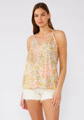 Bohemian floral print tank top in Dusty Peach and Rust with racerback detail