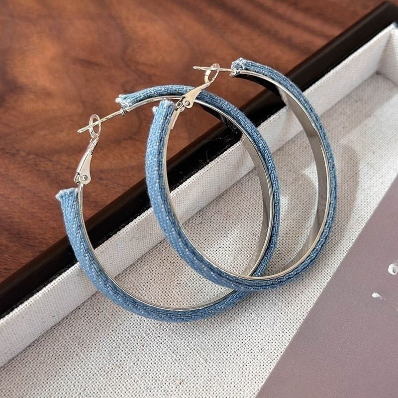 2026 Denim Hoop Earrings European Style Bold Stage Jewelry