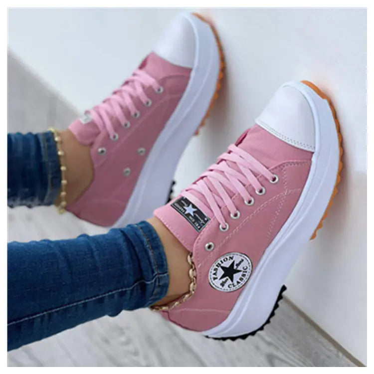 Women's High Top Canvas Sneakers with Unique T-Strap Detail - Image 6