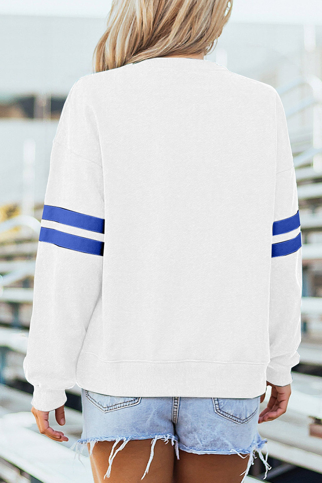 White Alabama Varsity Striped Pullover Sweatshirt