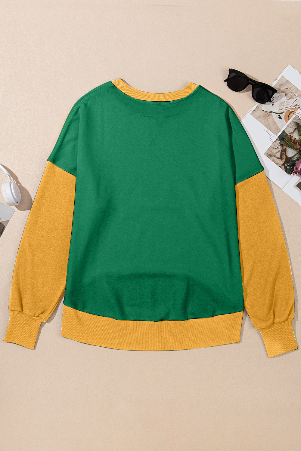 Women's Contrast Crewneck Sweatshirt in Beige and Grey