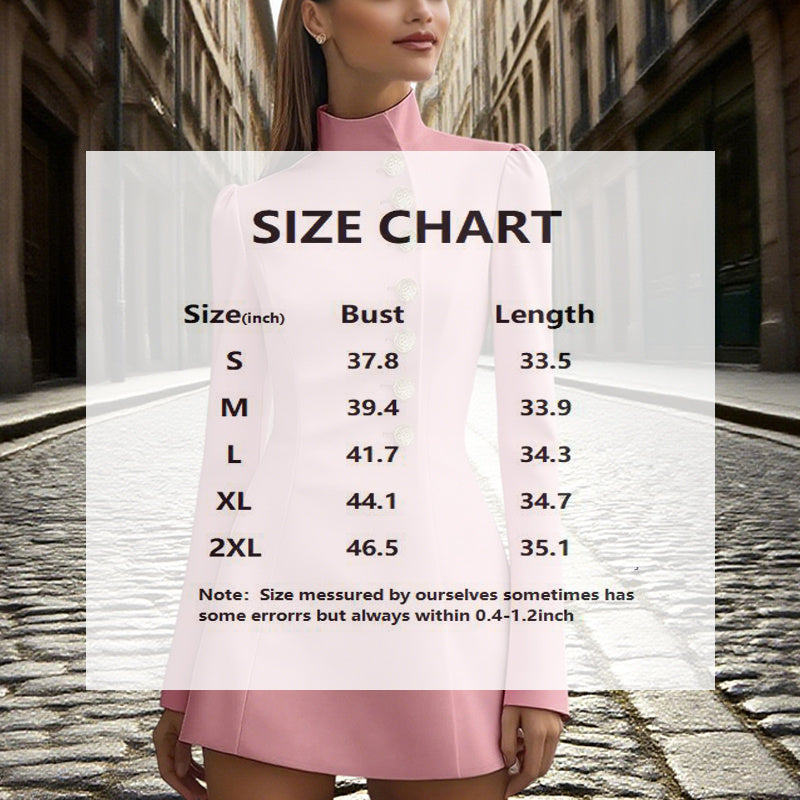 Women’s Stand Collar Blazer Dress Slim Fit Formal Mini Outfit