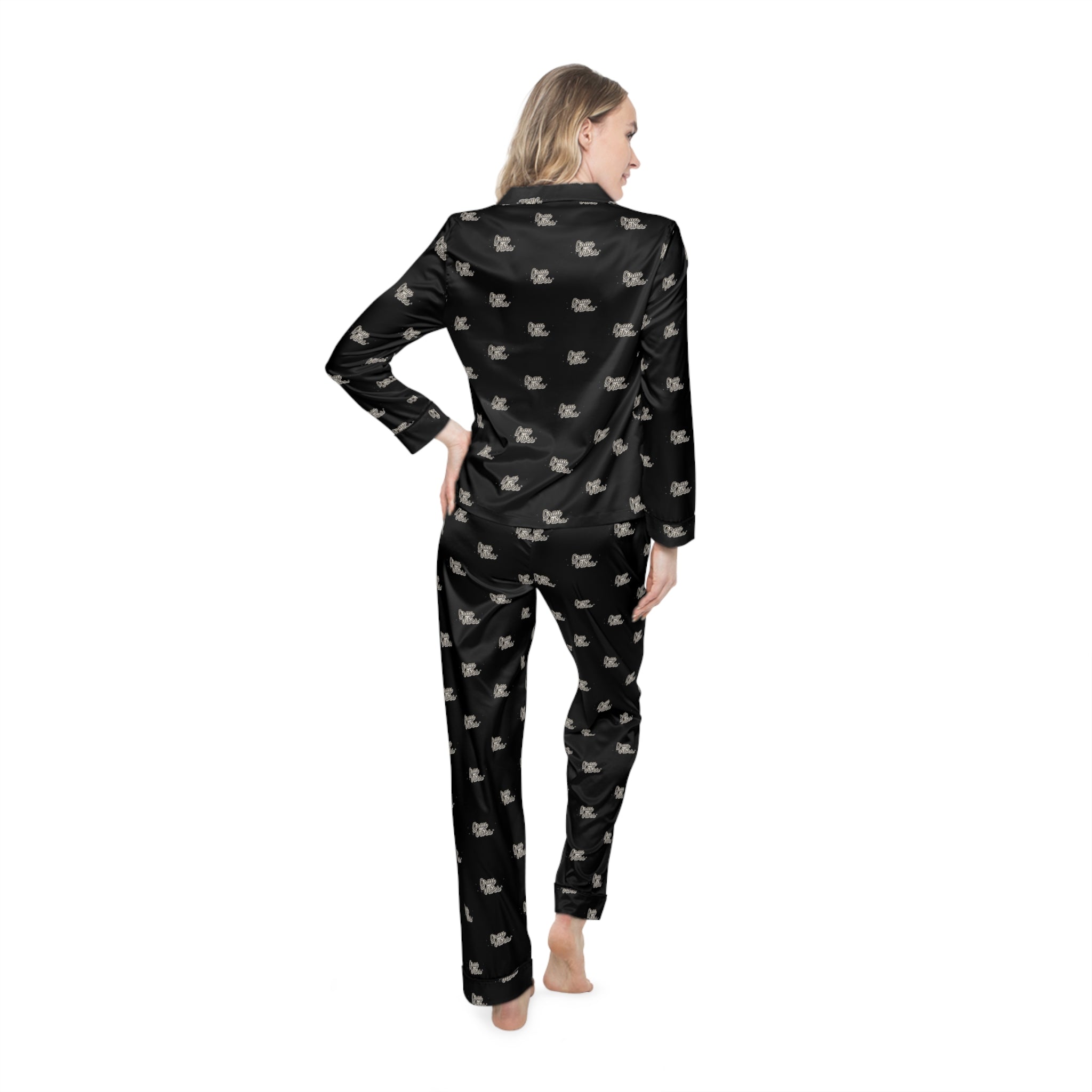 Women's Gray Satin Pajamas Set - Soft Elegant Sleepwear