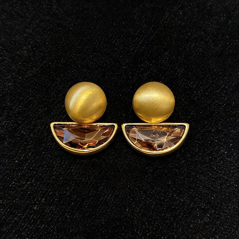 Womens Retro Style Round Rhinestone Inlaid Pendant Stud Earrings,Costume Earrings For Daily Banquet Party Wear