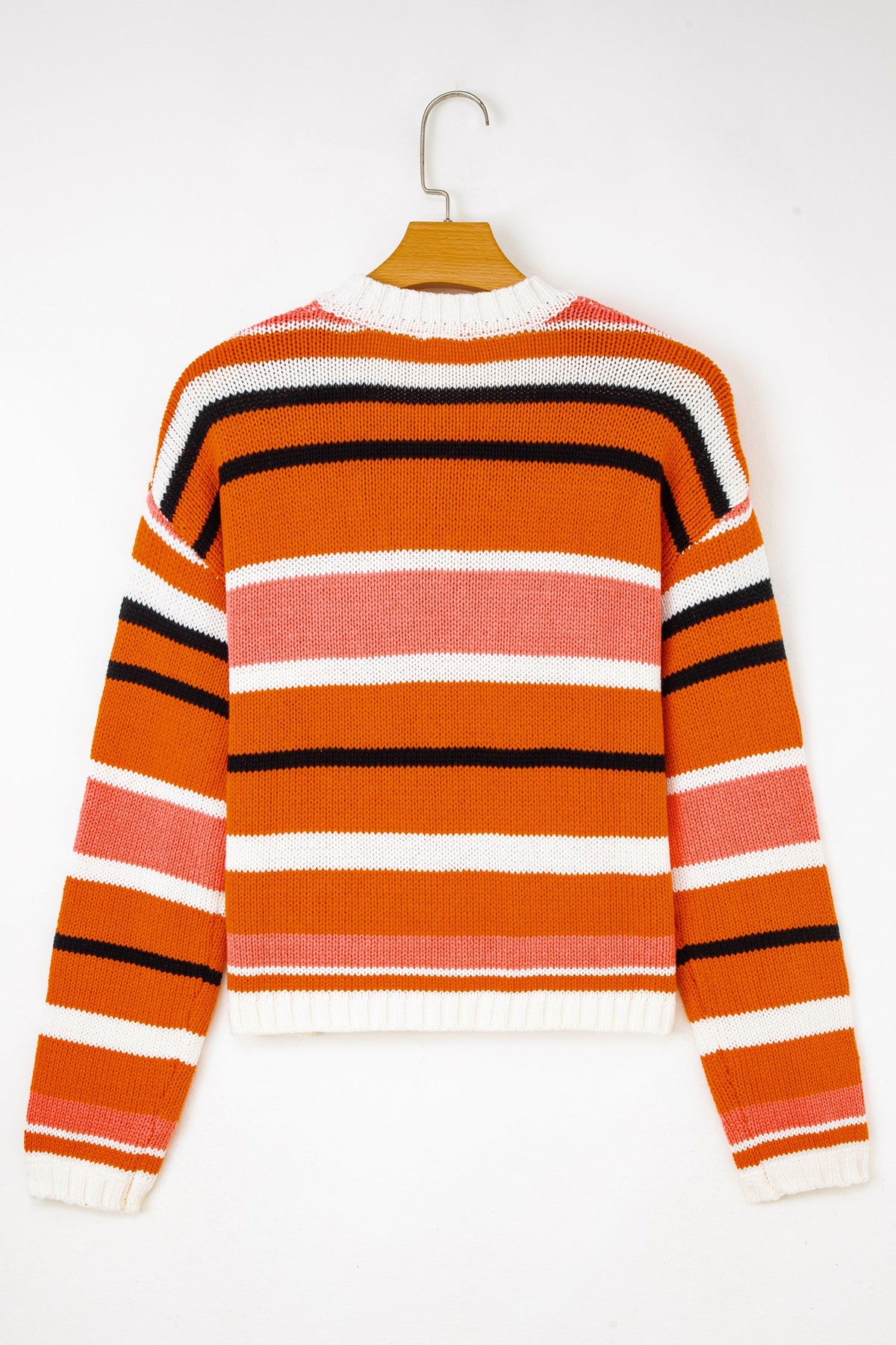 Stripe Drop Shoulder Cropped Pullover Sweater