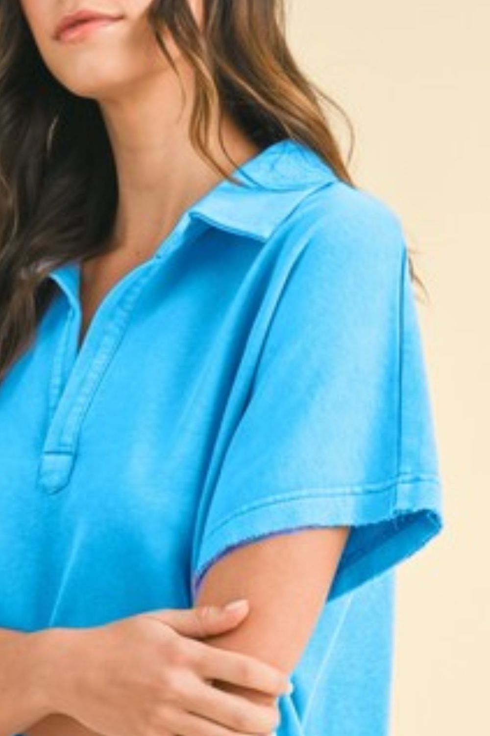 Sky Blue Short Sleeve Casual Dress - Minimalist Cotton Midi